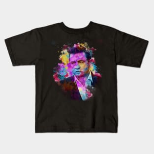 Johnny Cash - Watercolor Illustration Kids T-Shirt